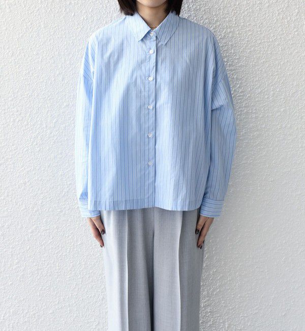 SHIPS Colors 「SHIPS Colors:〈手洗い可能〉カラー ストライプ クロップド シャツ」|シャツ・ブラウス|