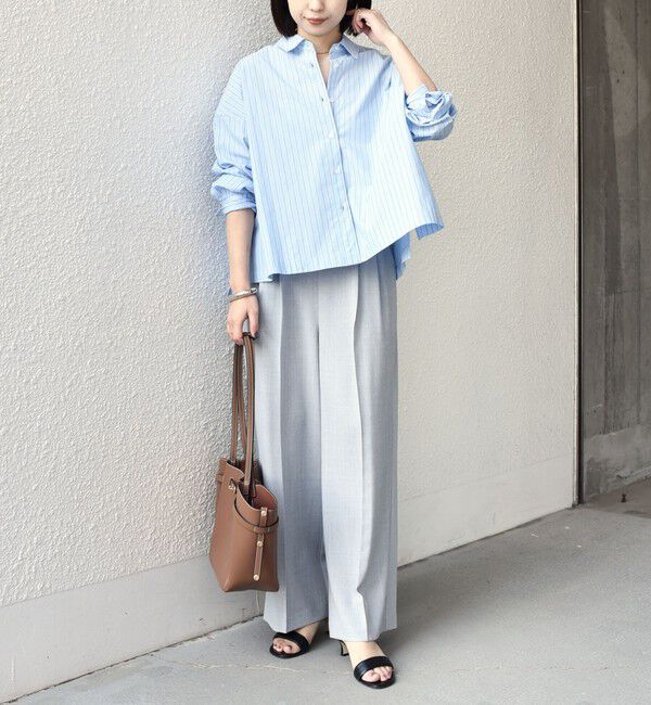 SHIPS Colors 「SHIPS Colors:〈手洗い可能〉カラー ストライプ クロップド シャツ」|シャツ・ブラウス|