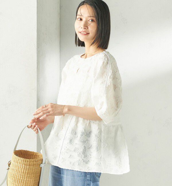 SHIPS for women「〈手洗い可能〉ジャカード ペプラム ブラウス」|シャツ・ブラウス|