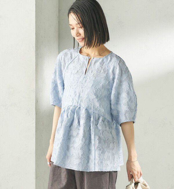 SHIPS for women「〈手洗い可能〉ジャカード ペプラム ブラウス」|シャツ・ブラウス|