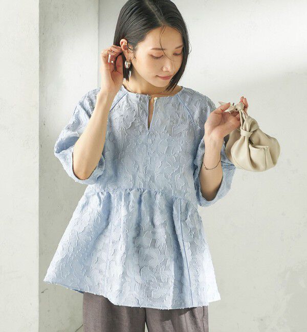 SHIPS for women「〈手洗い可能〉ジャカード ペプラム ブラウス」|シャツ・ブラウス|