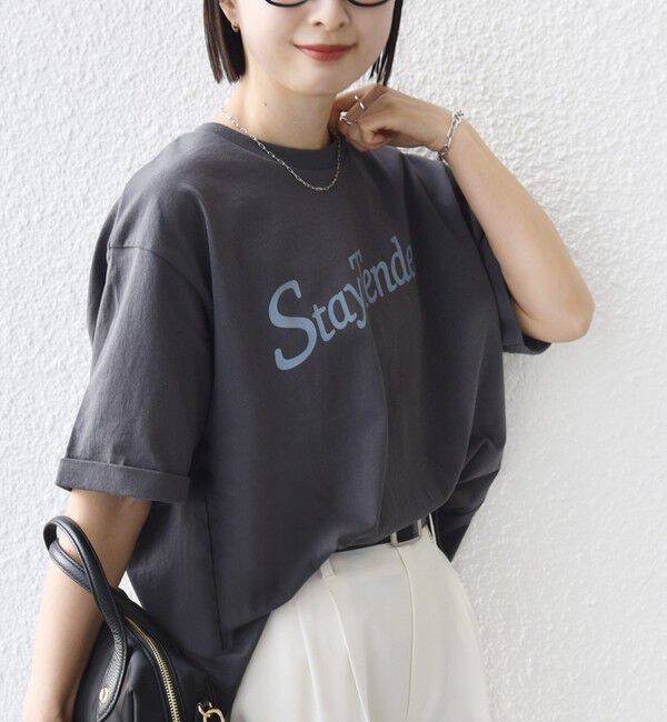 SHIPS for women「【WEB限定】バック タック ショート スリーブ ロゴ プリント TEE」|Tシャツ・カットソー|