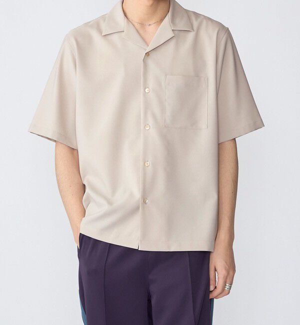 SHIPS「SHIPS: 〈MADE IN JAPAN〉Reflax(R) 5スリーブ オープンカラー シャツ」|シャツ・ブラウス|ベージュ