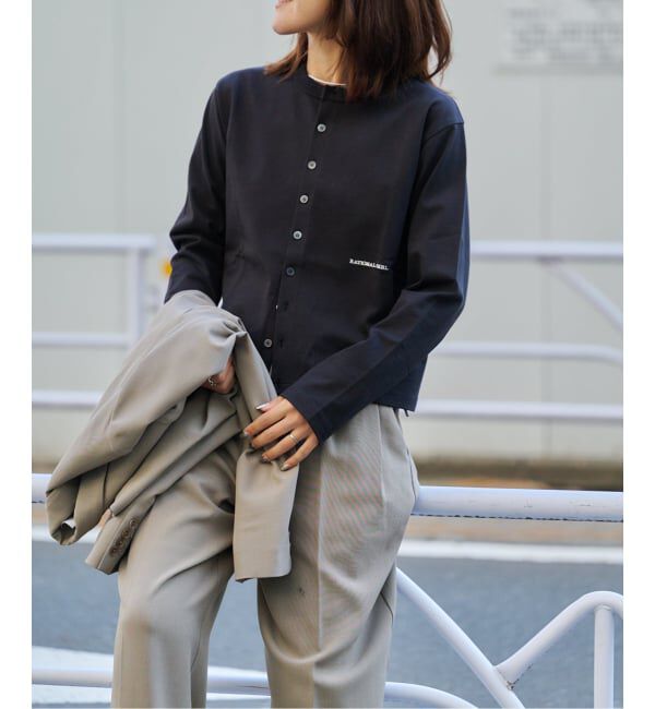 OUTDOOR PRODUCTS Usual Things「ロゴ刺繍コットンクルーネックカーディガン」|カーディガン|ブラック