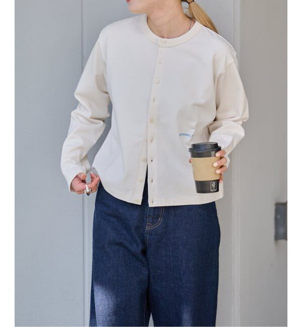 OUTDOOR PRODUCTS Usual Things「ロゴ刺繍コットンクルーネックカーディガン」|カーディガン|ホワイト