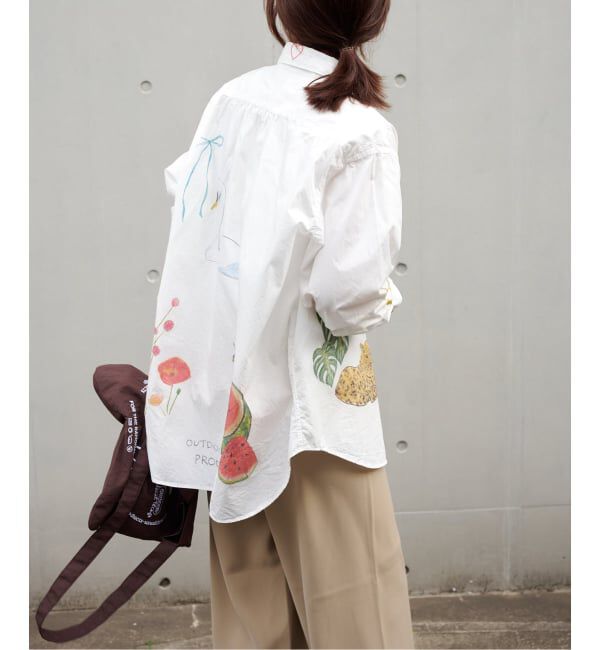 OUTDOOR PRODUCTS Usual Things「FUJITO ex セレモニープリントシャツ」|シャツ・ブラウス|ホワイト