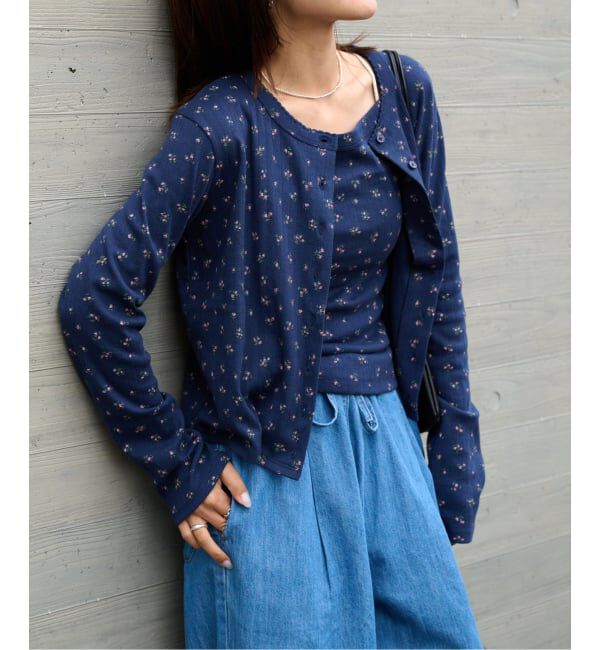 OUTDOOR PRODUCTS Usual Things「《予約》フラワーアイレットリブカーディガン」|カーディガン|