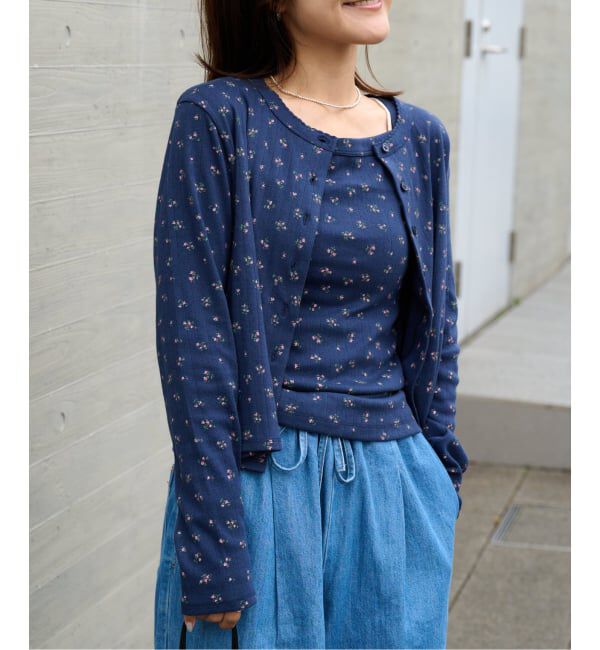 OUTDOOR PRODUCTS Usual Things「《予約》フラワーアイレットリブカーディガン」|カーディガン|