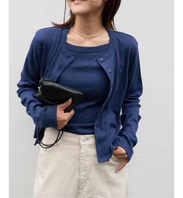 OUTDOOR PRODUCTS Usual Things「《予約》フラワーアイレットリブカーディガン」|カーディガン|