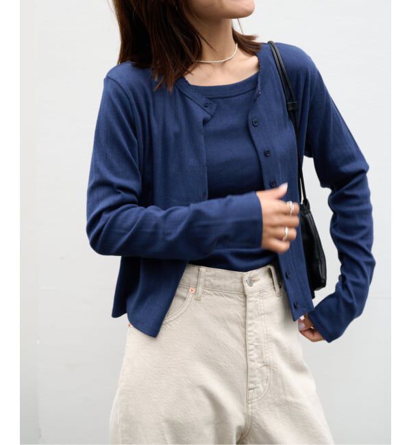 OUTDOOR PRODUCTS Usual Things「《予約》フラワーアイレットリブカーディガン」|カーディガン|ネイビー B