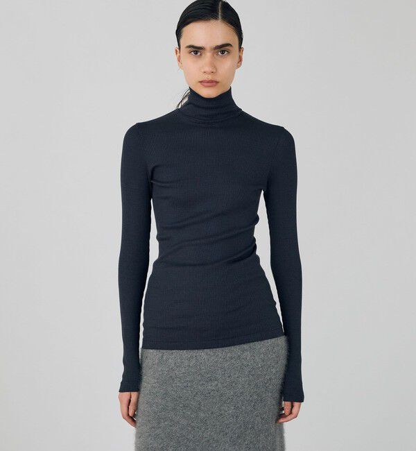 DES PRES「シルクコットンリブ ハイネックプルオーバー」|Tシャツ・カットソー|