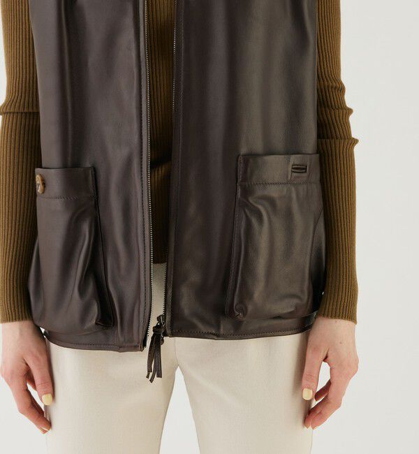 GALERIE VIE「ラムレザー スリーブレスブルゾン」|ブルゾン・スタジャン|