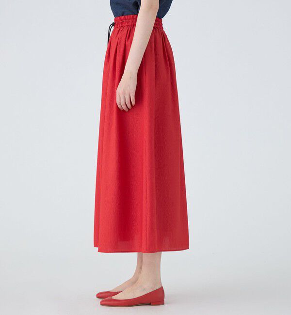MACPHEE「【WEB限定】クレープサテン ギャザーロングスカート」|フレア|