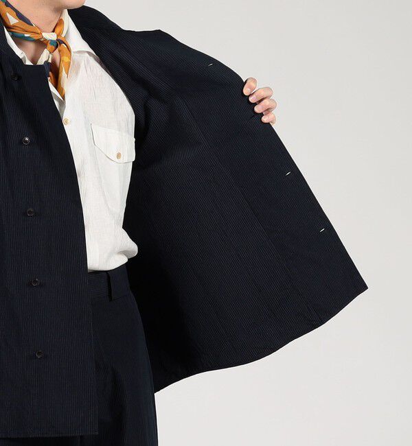 TOMORROWLAND MENS「コットンリネンシルク ダブルブレスト シャツジャケット」|ブルゾン・スタジャン|