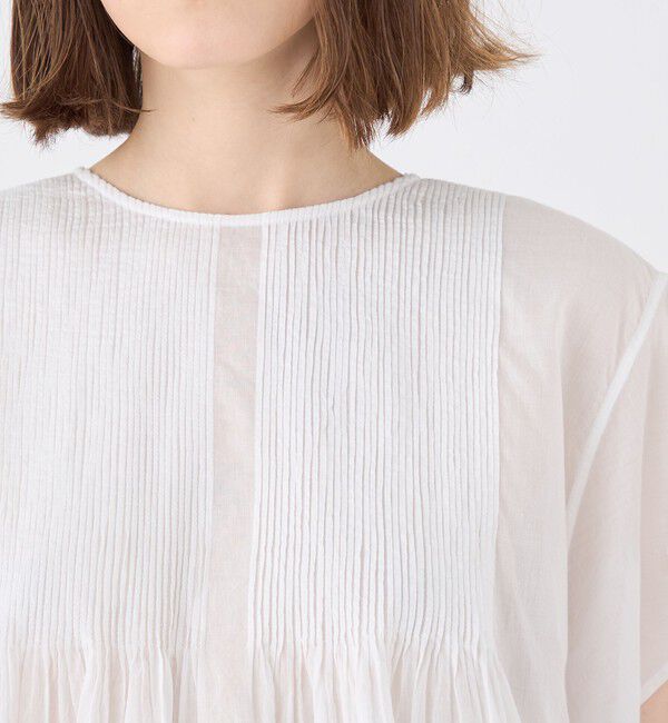 SOULEIADO「コットンボイルエンブロイダリー アシンメトリーヘムブラウス」|シャツ・ブラウス|