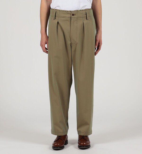 TOMORROWLAND MENS「コットンポリアミドシャンブレー 2プリーツ イージーパンツ」|チノ|