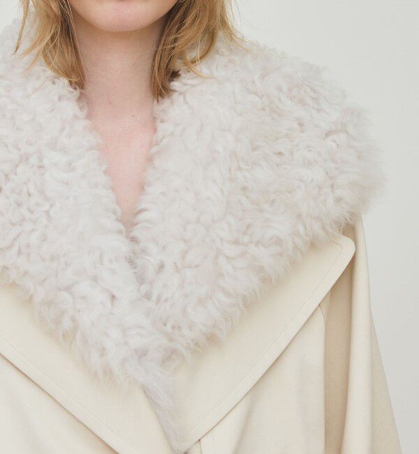 DES PRES「コットンサテン ムートンカラーコート」|トレンチコート|