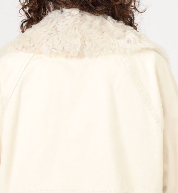 DES PRES「コットンサテン ムートンカラーコート」|トレンチコート|