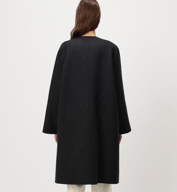 DES PRES「ダブルフェイスツイル オープンカラーコート」|ノーカラーコート|