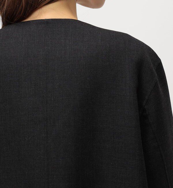 DES PRES「ダブルフェイスツイル オープンカラーコート」|ノーカラーコート|