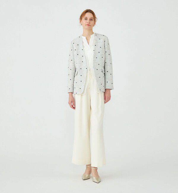 Ballsey「ラッピングツイード Vカラージャケット」|ノーカラージャケット|