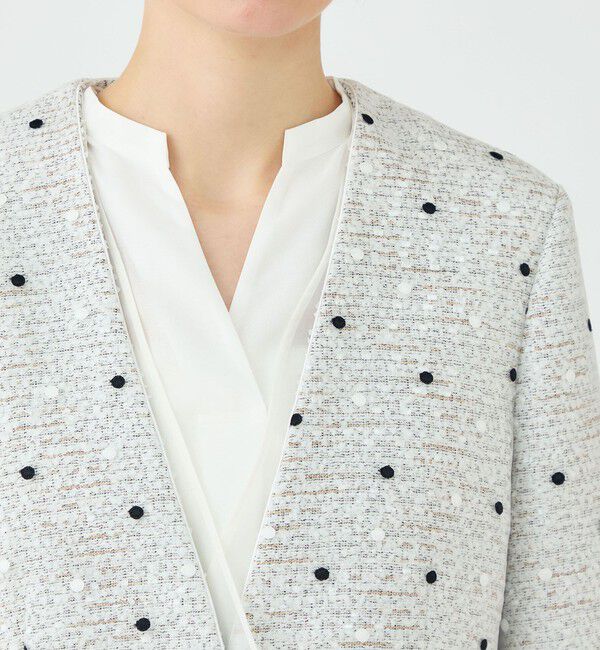 Ballsey「ラッピングツイード Vカラージャケット」|ノーカラージャケット|