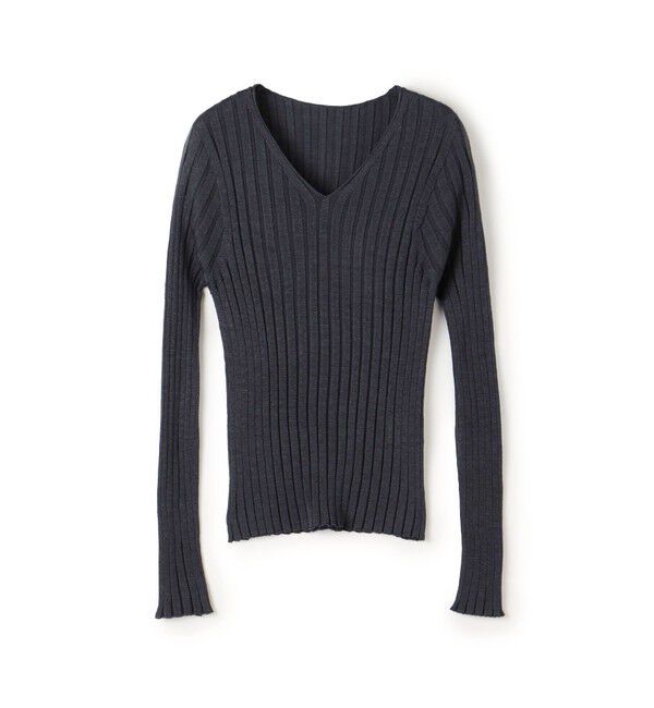 DES PRES「ドメスティックスパンシルク Vネックプルオーバー」|ニット・セーター|69 ネイビー