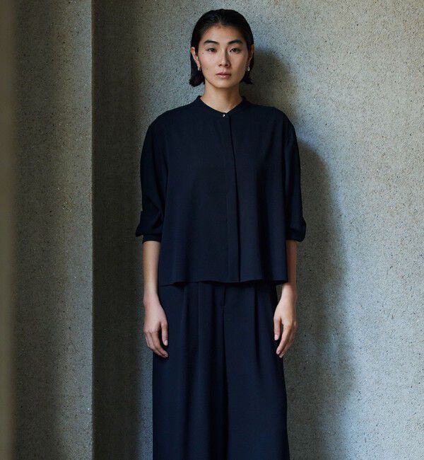 Ballsey「サンディジョーゼット ボックスシルエットブラウス」|シャツ・ブラウス|69 ネイビー