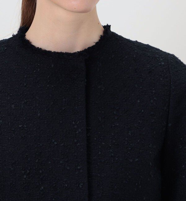Ballsey「コットンスラブツイード セミダブルクルーネックジャケット」|ノーカラージャケット|