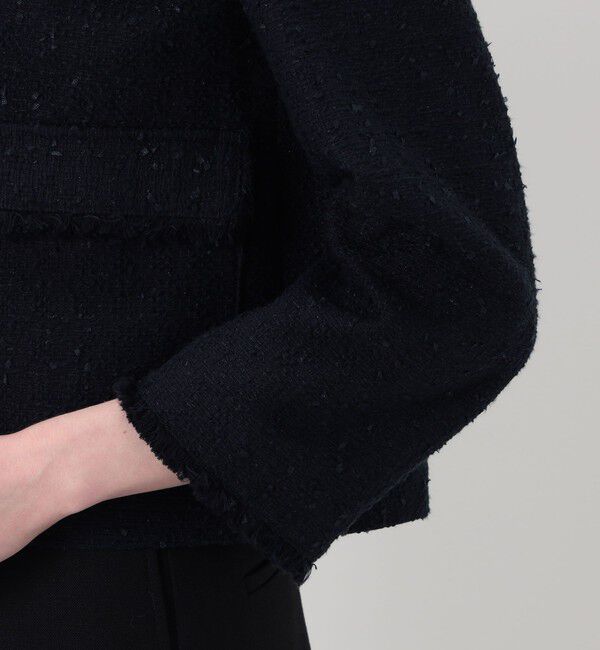 Ballsey「コットンスラブツイード セミダブルクルーネックジャケット」|ノーカラージャケット|