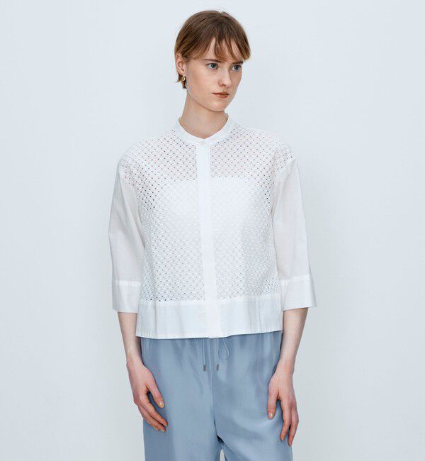 TOMORROWLAND collection「スクエアエンブロイダリー コンビネーションブラウス」|シャツ・ブラウス|