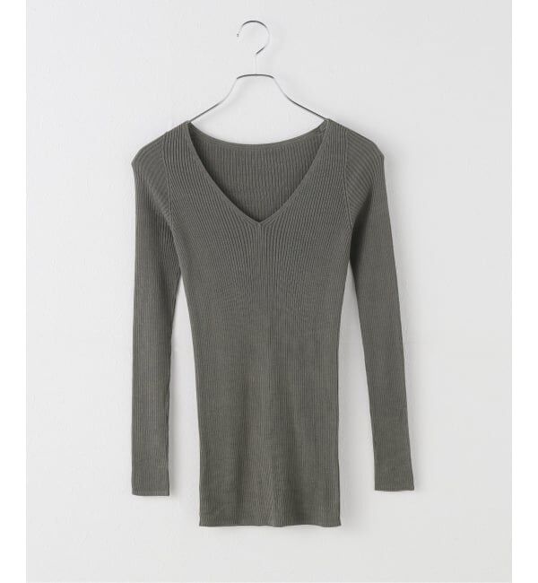 EMILYWEEK「シルク混リブVネックプルオーバー」|Tシャツ・カットソー|