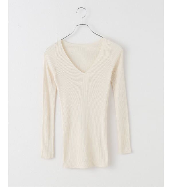 EMILYWEEK「シルク混リブVネックプルオーバー」|Tシャツ・カットソー|