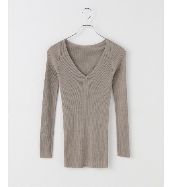 EMILYWEEK「シルク混リブVネックプルオーバー」|Tシャツ・カットソー|