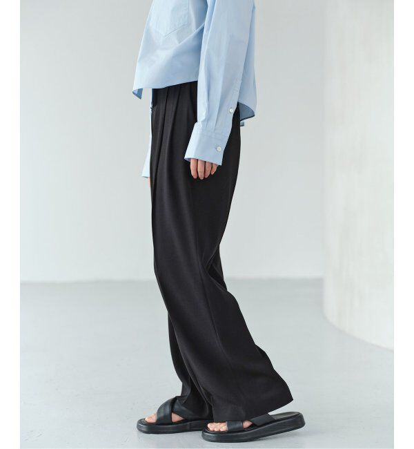 IENA「《追加2》TA/PL ジョーゼットタックワイドパンツ」|スラックス|