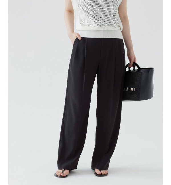 IENA「《追加2》TA/PL ジョーゼットタックワイドパンツ」|スラックス|