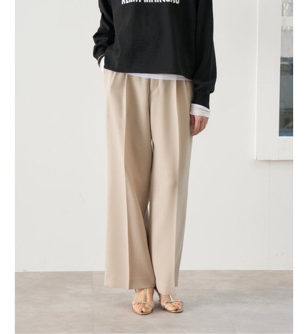 IENA「《追加2》TA/PL ジョーゼットタックワイドパンツ」|スラックス|