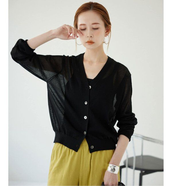 SLOBE IENA「《追加》リネン混シアーカーディガン」|カーディガン|
