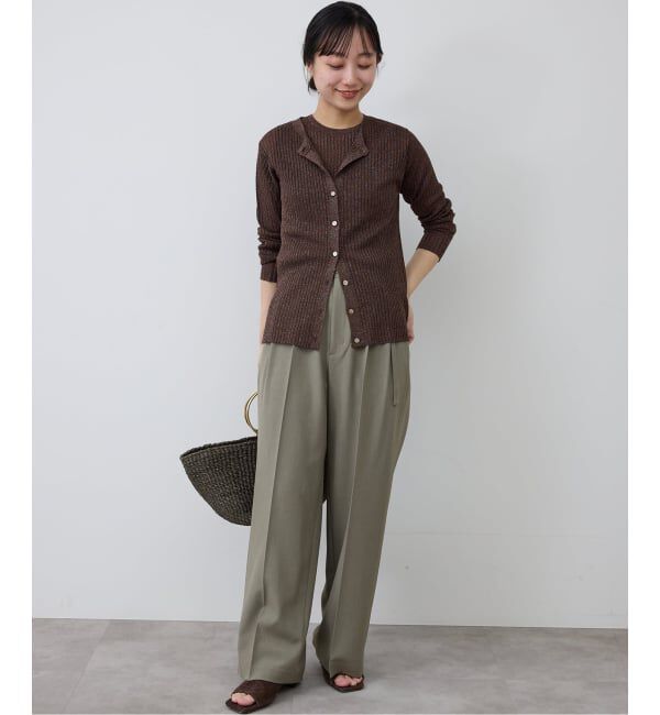 SLOBE IENA「《4サイズ展開》ベルテット2タックストレートパンツ」|スラックス|