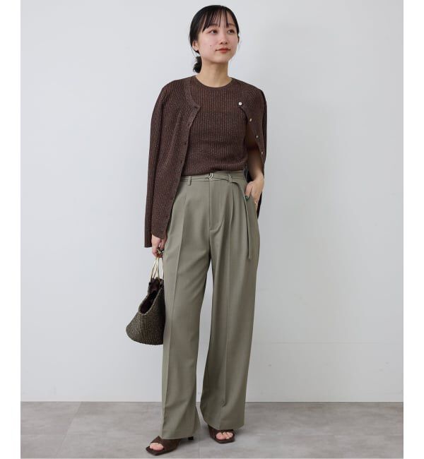 SLOBE IENA「《4サイズ展開》ベルテット2タックストレートパンツ」|スラックス|