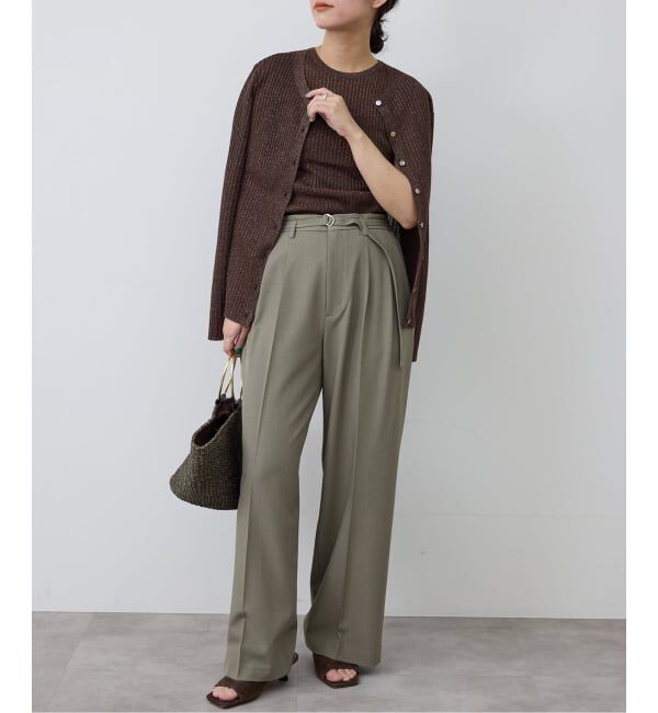 SLOBE IENA「《4サイズ展開》ベルテット2タックストレートパンツ」|スラックス|