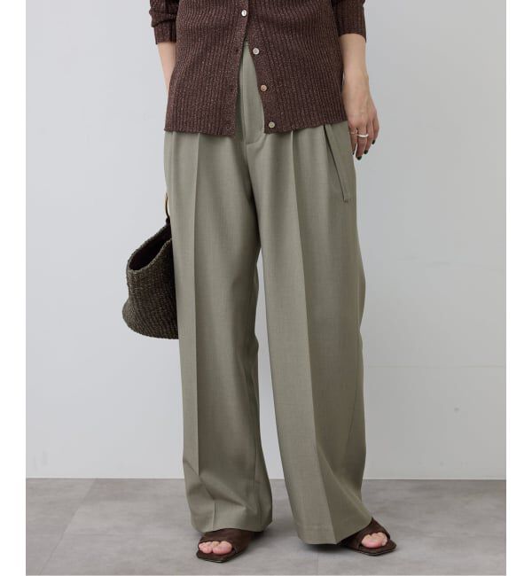 SLOBE IENA「《4サイズ展開》ベルテット2タックストレートパンツ」|スラックス|