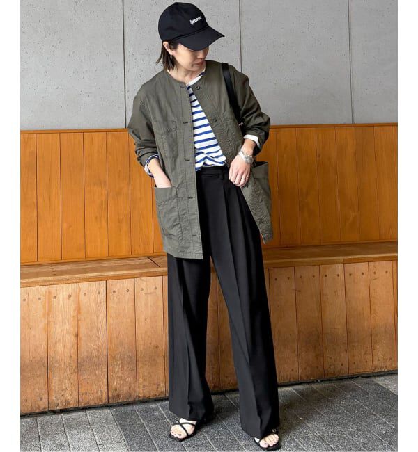 SLOBE IENA「《4サイズ展開》ベルテット2タックストレートパンツ」|スラックス|