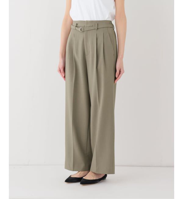 SLOBE IENA「《4サイズ展開》ベルテット2タックストレートパンツ」|スラックス|