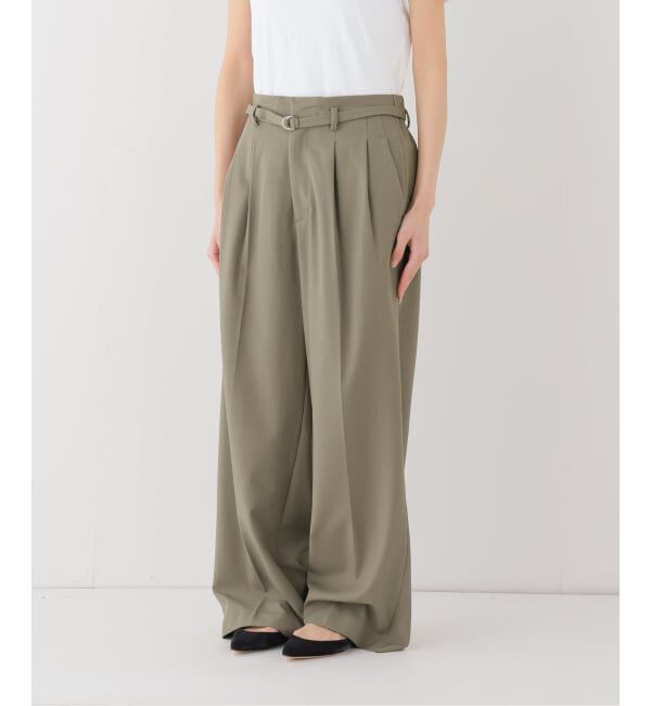 SLOBE IENA「《4サイズ展開》ベルテット2タックストレートパンツ」|スラックス|