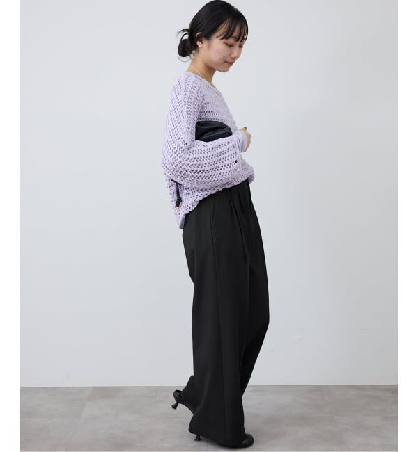 SLOBE IENA「《4サイズ展開》ベルテット2タックストレートパンツ」|スラックス|