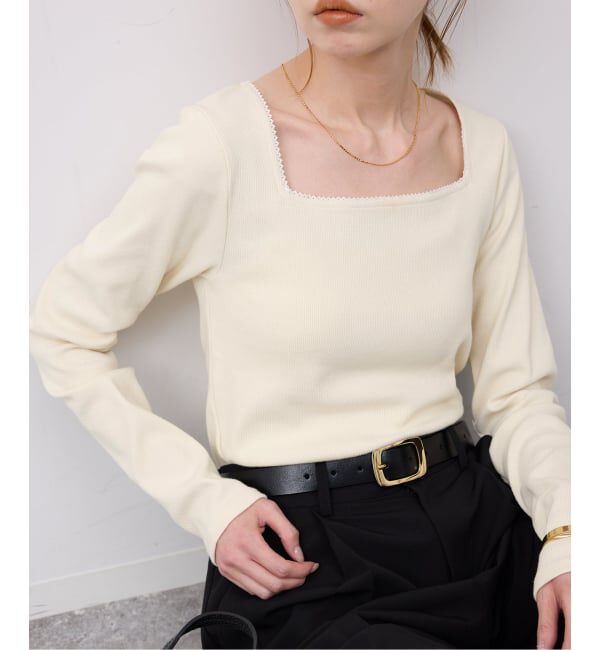 SLOBE IENA「スクエアネックテレコプルオーバー」|Tシャツ・カットソー|ナチュラル