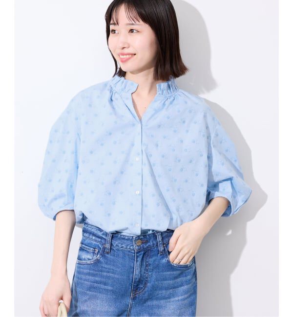 SLOBE IENA「《WEB・一部店舗限定》フラワー刺繍5分袖ブラウス」|シャツ・ブラウス|