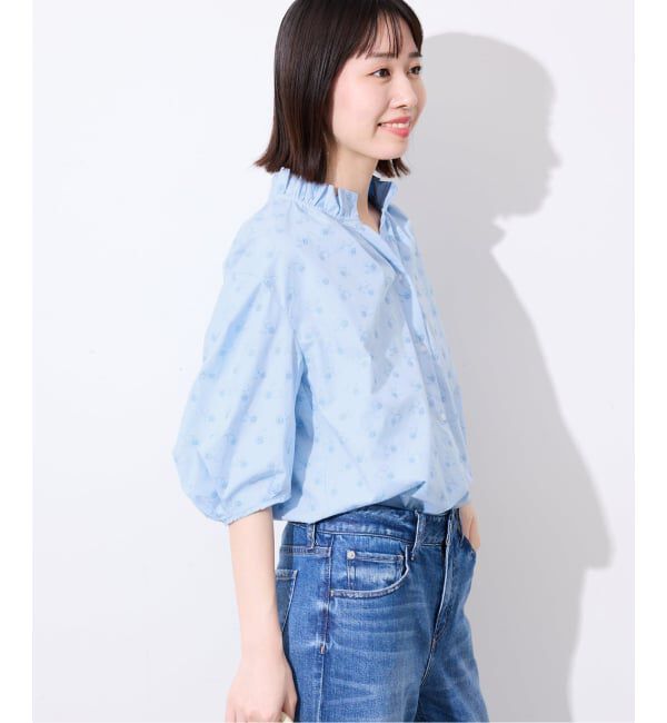 SLOBE IENA「《WEB・一部店舗限定》フラワー刺繍5分袖ブラウス」|シャツ・ブラウス|