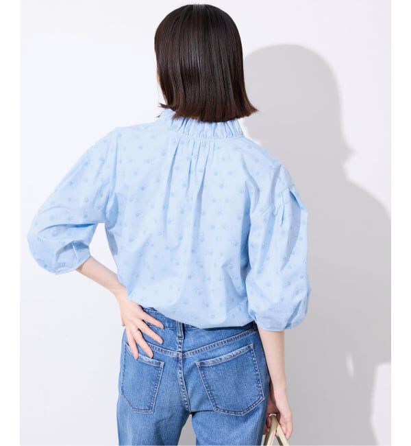 SLOBE IENA「《WEB・一部店舗限定》フラワー刺繍5分袖ブラウス」|シャツ・ブラウス|